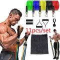 Portable Resistance Bands With Handles, Resistance Tubes & Workout Bands Exercise Band Elastic Pull Rope Body Fitness Band set Gym Yoga Fitness Elastic Training Bands Pilates CrossFit Fitness Equipment 11 Pcs Set. 