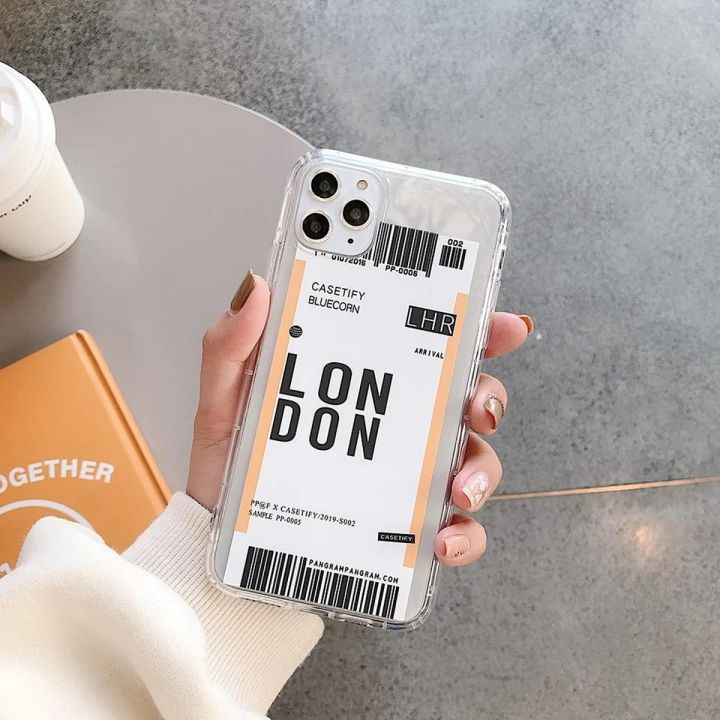 Ins Travel Label Country Phone Case Flight Ticket Letter Soft CoverFor Iphone 11 Pro Max