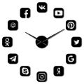 Wooden DIY Social Media Icon Large Wall Clock Office Home Wall Decoration 3D Wooden Wall Clock. 