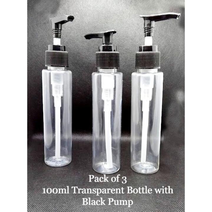 Pack%20of%203%20/%20Hair%20Oil%20Empty%20Bottle%20Refillable%20Pump%20Bottle%20100ml%20/%20Travel%20Size%20Cosmetic%20Bottles%20Shampoo,%20Hand%20Wash%20Lotion%20Bottles%20Empty%20Plastic%20Pump%20Bottles%20Transparent%20with%20Black%20Pump%20-%20Image%202
