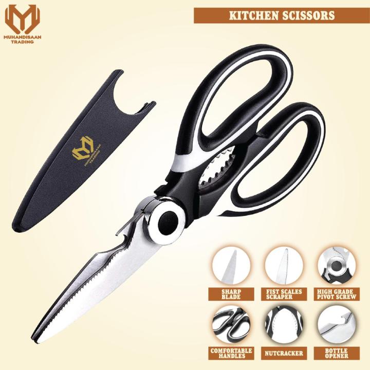 Kitchen Scissors, Multi-Function Stainless Steel Kitchen Scissors, Vegetable Slicer Scissors with Cover Kitchen Tool By Muhandisaan Trading