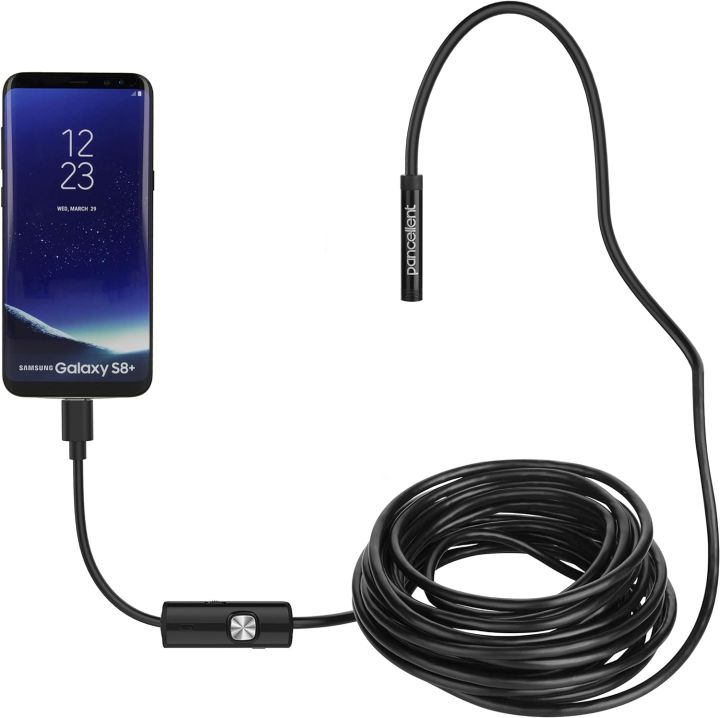 pancellent USB Android Endoscope 2.0 Megapixels CMOS HD 2 in 1 Waterproof Inspection Camera Rigid Endoscope Snake Cable (5 meters) for Smartphone Tablet Device