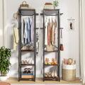 Customised Coat Rack with Shelves, Freestanding Hall Tree with 3 Shelves and 8 Hooks, Industrial Clothes Stand for Entryway, Customizeable. 
