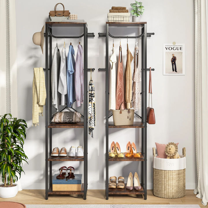 Customised%20Coat%20Rack%20with%20Shelves,%20Freestanding%20Hall%20Tree%20with%203%20Shelves%20and%208%20Hooks,%20Industrial%20Clothes%20Stand%20for%20Entryway,%20Customizeable%20-%20Image%207
