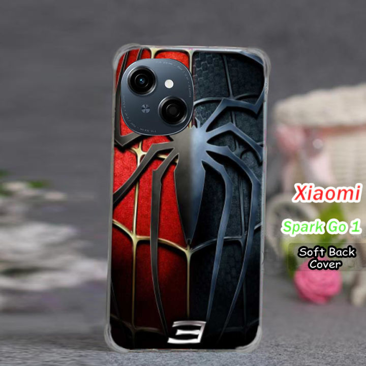 Tecno Spark Go 1 Pouch Cover - Spider Man Soft Back Cover Case For Tecno Spark Go 1