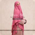 Hijab Throne – Classic Pink Two Layered Diamond Khimar - Extra Long Chiffon Georgette Fabric - Super Soft & Premium Quality Hijabs for Women. 