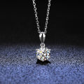 925 Silver Rhodium plating 1 Carat VVS1 Diamond Test Round Shape Moissanite Pendant Necklace Women Classic Gemstone Necklace. 