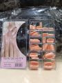 False Nails, 100pcs Light Pink Artificial Nails, Peach Color Nails, Milky Square Shape. 