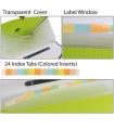 TRANBO Plastic Expanding Bag File Folder with 13 Section Pockets, FC Size, Green. 
