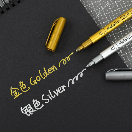 Metallic Craftwork Pen Gold Silver Color Art Marker Liner for Signature Drawing Painting Decoration Water Based School F271