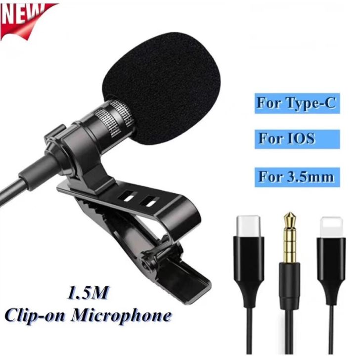 Mini Microphone Clip-on Lapel Lavalier PC Phone Camera Mic Portable External EAR ASMR Microphones for iPhone Laptop Comp