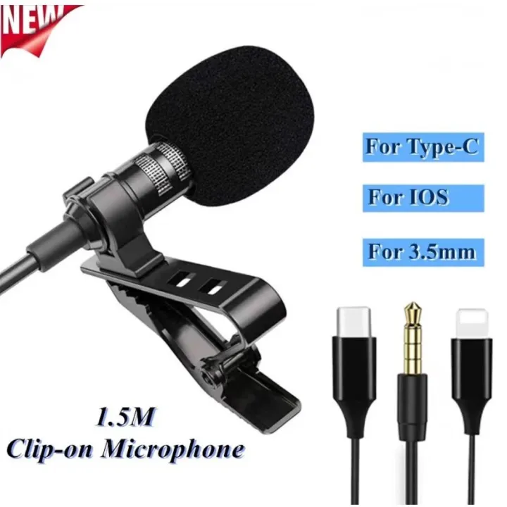 Mini Microphone Clip-on Lapel Lavalier PC Phone Camera Mic Portable External EAR ASMR Microphones for iPhone Laptop Comp