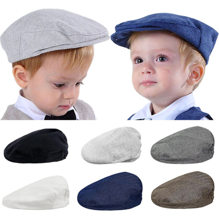 Baby Boy Hat Toddler Golf Cap Newborn Baptism Herringbone Flag Headgear Kids Gentleman Wedding Cotton Soft Lining Accessories