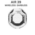 Air 39 TWS Small Ice Cubes Bluetooth Earbuds Headset Wireless Stereo Digital Display Crystal Transparent Case Lightweight & Heavy Bass Boosted. 