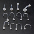 Bioplast Flexible Nose Lip Stud Flexible Push Fit Labret Retainer Cartilage Tragus Helix Earring Eyebrow Belly Ring Piercing. 