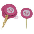 Its A Girl Cupcake Toppers - 2.5 Inch - Its A Girl  Themed Party - Pink - Girls - Pack Of 10. 