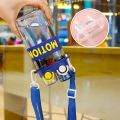 550ml motion band sipper plastic water bottle Double Drink Water Bottle With Straw And Strap for kids. 