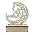 Ramadan Eid Mubarak Islam Moon Star Castle Hollow Letter Wooden Table Decoration With LED String Lights For Home Festival. 