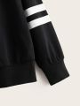 New Black Side Flower Sleeves Stripe Printed Hoodie Zipper For Girls and Women. 