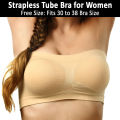Free Size Non-Padded Strapless Bra for Women - Fits 30 to 38 Sizes (Black & Beige). 