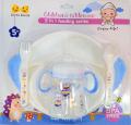 Best Quality Imported Cute Duck Childrens Tableware 5 in 1 Feeding Series BPA Free Training Set - Baby 3 Partition Plate Tray Spoon and Fork Feeder Training Drinking Cup 180ml 6oz Multipurpose Caps with Mugs - Best Gift for Babies. 