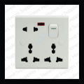 Electric Multi-Plug (IMPORTED) Super-grip Universal Wall Switch Socket 13A 250V 1 gang 8 pin - (White) With Indicator. 