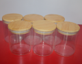 3pc Glass Jar with Wooden Lid air tight canister and jar - 450 ml Small Food Storage Containers for Home Kitchen, Tea, Herbs, Sugar, Salt, Coffee, Flour, Herbs, Grains Non-toxic, BPA free, Higher Thermal Shock Resistance than Regular Glass, Microwave safe. 