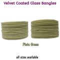 Pista Green color | 24 pieces/ 2 Dozen pista green color velvet glass bangles of all sizes ( do, sawa do , dhai ). 