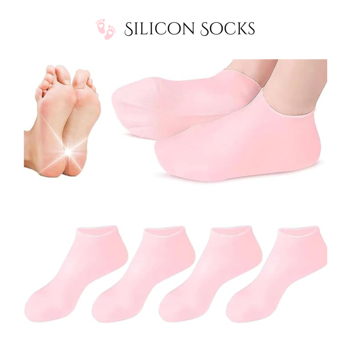Silicone Moisturizing Heel Socks for Dry Cracked Feet Reusable Gel Foot Care Sleeves