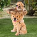 Puppy Polyresin Bird Bath Brown Pedestal Handmade Gifts for Outdoor Home Garden Lawn Yard Decorations. 