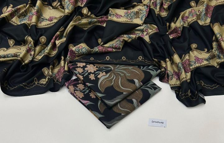 3pc UnStitched Winter Digital Print Marina Dhanak For Women