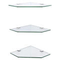 Wall-Mounted Perforated Storage Rack Corner Glass Shelf Stainless Steel Base Shower Floating Shelf for Kitchen Balcony. 