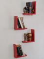 L SHAPE WALL HANGING SHELF RED. 