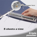 3 Hole Binder, 3 Hole Punch, Portable Hole Punch for 3 Ring Binder, Suitable for School, Office, Fine Workmanship. 