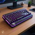 Metallic Gaming Keyboard RGB with Mechanical Feeling And Free RGB Lighting Wired Waterproof Keyboard for Gaming. 