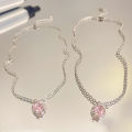 1Pc/Pair Fashion Pink Peach Heart Necklaces Earrings Sweet Cool Jewelry Sets SUPER BABY. 
