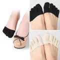 Heelless Liner Cotton Socks Silicone Anti-slip Lining Open Toe Sock With Invisible Forefoot Cushion Foot Pad Socks Pain Relief. 