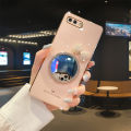 For OPPO A12e Back Cover + Bowknot Makeup Mirror Fashion Shiny Plating Square Bumper Bling Girls Phone Case Soft TPU Silicone Shockproof Back Cover. 