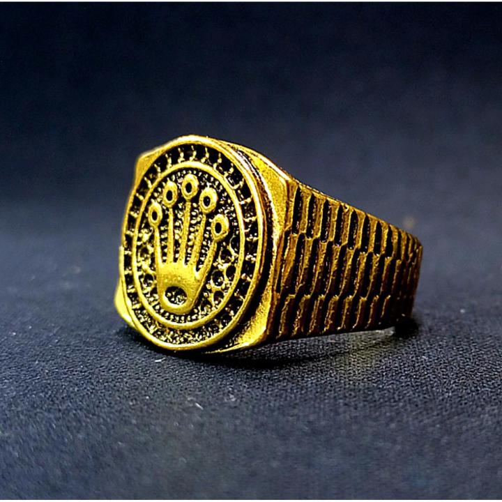 THE MEN THING Viking King Ring for Men Luxury Solid  Pure Stainless Steel Ring (Gold Tone) Jewellery for Men & Boys