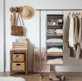 Household Essentials Cedarline 6-Shelf Hanging Closet Organizer, Heavy-Duty Cotton Canvas, Breathable, Versatile, Compact, Perfect for Rod or Wire Closets, Natural. 