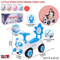 Little Star Cute Panda Face Ride on Car with Under Seat Storage, Push Car For Toddlers with Melody Horn & Flash Light Steering, Baby Cartoon Car Four Wheel Buggy Suitable for 1 year and above children for both Outdoor & Indoor Fun Play & Development. 