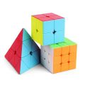 Bundle of 3 Rubiks cubes 2x2, 3x3, pyramid (Triangle) - Sticker less. 