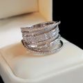 2023 New Fashion Multi-Layered Cross Finger Ring with Dazzling Zircon Daily Wear Statement Rings for Women Party Jewelry Gifts. 