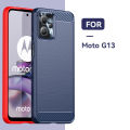 Lenuo Carbon Fiber Bumper Phone Case For Motorola Moto G13 / G23 Back Cover Coque Shockproof Protective. 