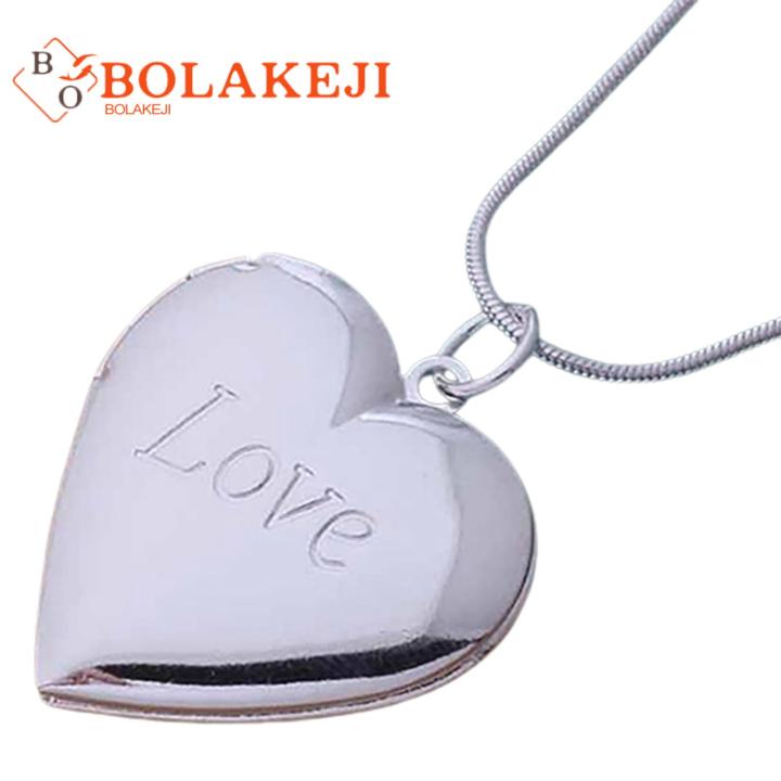 Heart Locket Necklace Silver Plated Jewelry Album Neck Pendant