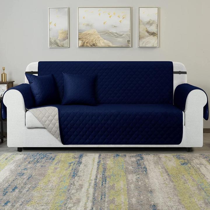 Quilted Sofa Runners- 6 Seater - 3+2+1 - Sofa Covers With Side Pockets by Knit that Fits