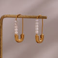 E B belle Official Store Stainless Steel Jewelry Dainty Safety Pin Pearl Earring For Girl 18k Gold Plated Fashion Earring. 