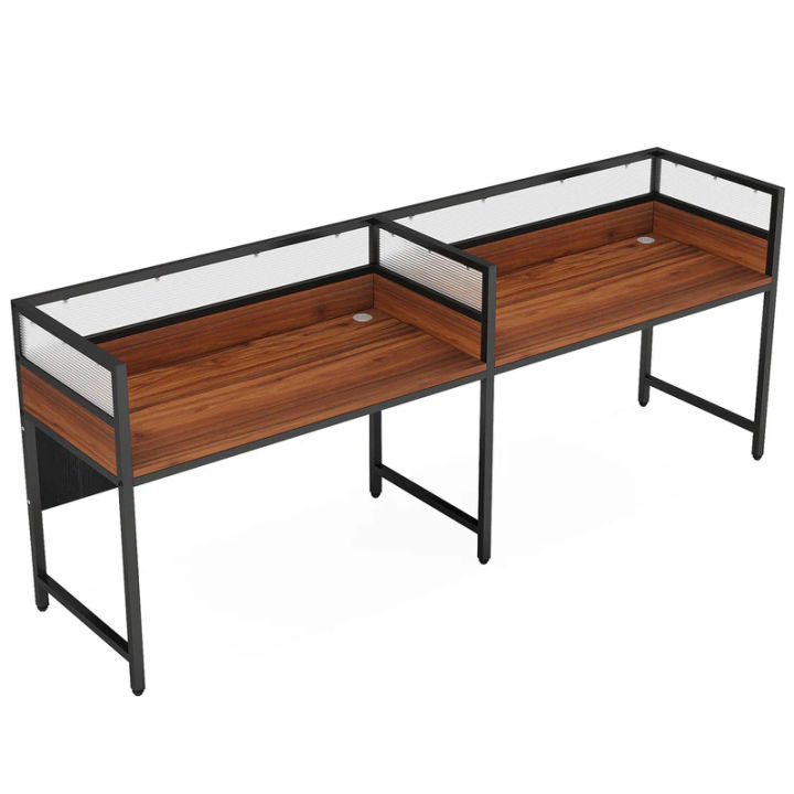 Two-Person Desk, Office Computer Desk Workstation Desk with Privacy Panel
