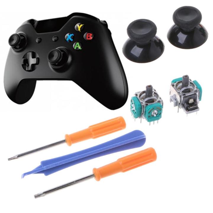 7 in 1 Repairing Kit for Xbox One Controller 3D Analog Joysticks Replacement with Thumbsticks Cap Torx T8 T6 Screwdrivers Repair Tool Kit