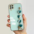 DEL for Samsung Galaxy M33 5G Back Cover with 3D Love Heart Wristband Chain Fashion Bracelet Shiny Plating Phone Case Soft Silicone Protective Cover. 
